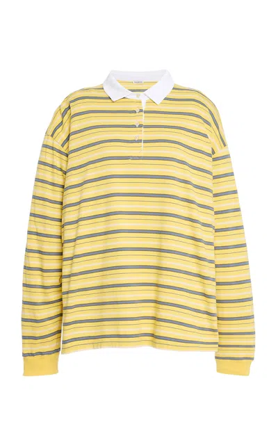 Kallmeyer Eli Striped Cotton Polo In Yellow