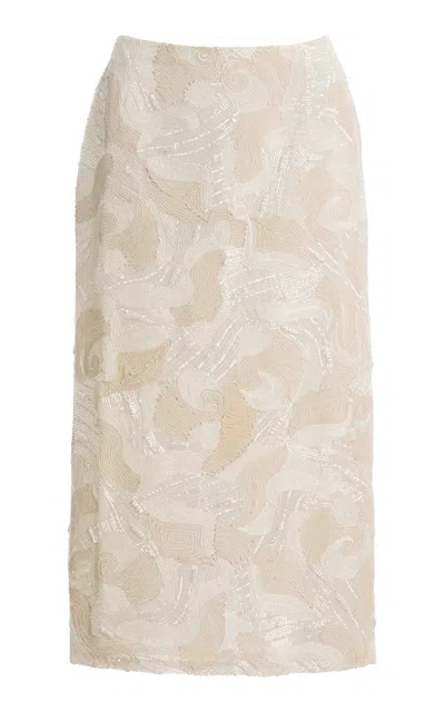 Kallmeyer Emilee Sheer Patterned Midi Skirt In Gold