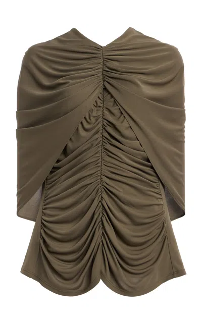 Kallmeyer Emme Ruched Cape Top In Green