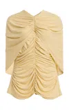 Kallmeyer Emme Ruched Cape Top In Yellow