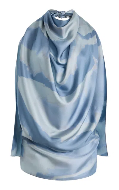 Kallmeyer Exclusive Silk Scarf Top In Blue