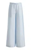 Kallmeyer Exclusive Wesley Drawstring Crepe Wide-leg Pants In Blue