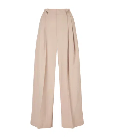 Kallmeyer Fatima Pleated Wool-blend Wide-leg Pants In Neutral
