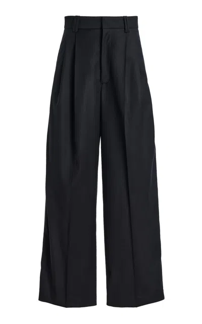 Kallmeyer Fatima Wide-leg Wool-blend Tuxedo Pants In Black