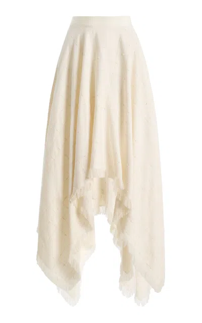 Kallmeyer Felicity Cotton-blend Cascade Maxi Skirt In White