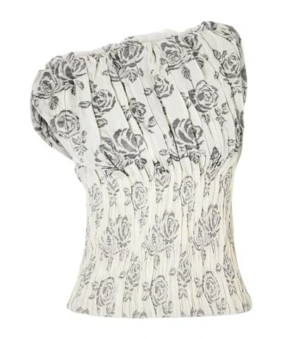 Kallmeyer Romy Floral-brocade Top In White