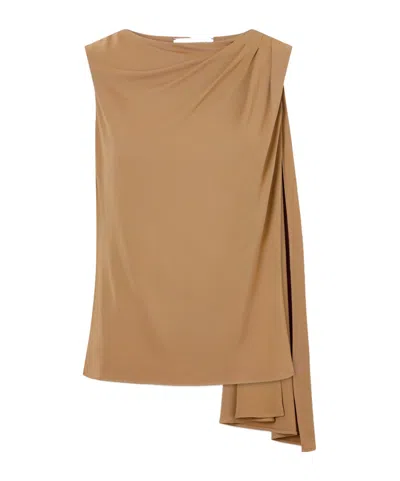 Kallmeyer Floriana Draped Jersey Blouse In Neutral