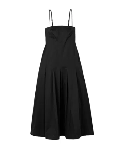 Kallmeyer Maeve Pleated Cotton-blend Twill Midi Dress In Black