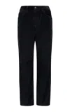 Kallmeyer Gabby Distressed Cotton Corduroy Tapered Jeans In Black