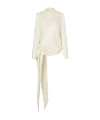 Kallmeyer Gathered Silk-charmeuse Blouse In White