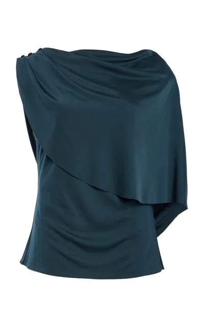 Kallmeyer Gelo Liquid Jersey Draped Top In Blue