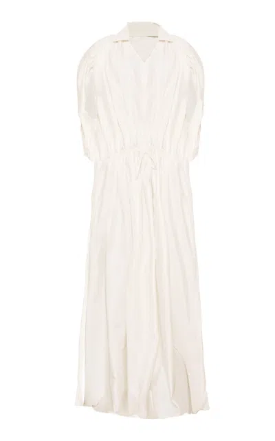 Kallmeyer Gillian Cotton Drawstring Dress In Ivory