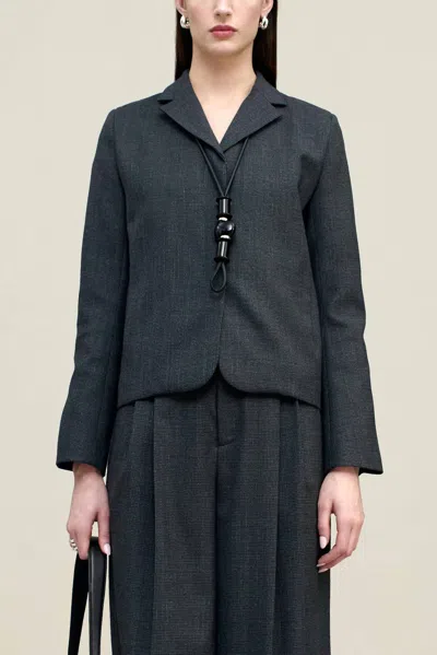 Kallmeyer Iman Shrunken Blazer In Navy Houndstooth In Black