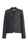 Kallmeyer Iman Shrunken Cotton-blend Blazer In Gray
