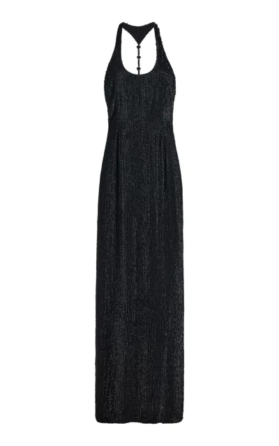 Kallmeyer Ivy Prism Sequined Halter Maxi Dress In Black