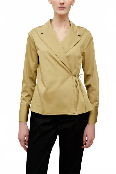Kallmeyer Jennie Blouse In Cotton Sateen Khaki In Green