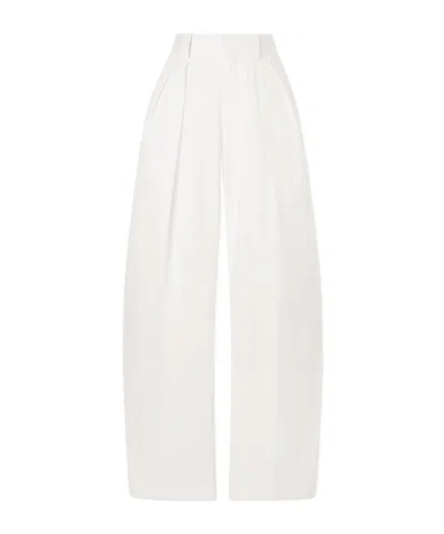 Kallmeyer Joel Pleated Cotton-poplin Wide-leg Pants In White
