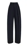 Kallmeyer Joel Pleated Straight Leg Wool Suiting Trousers In Black