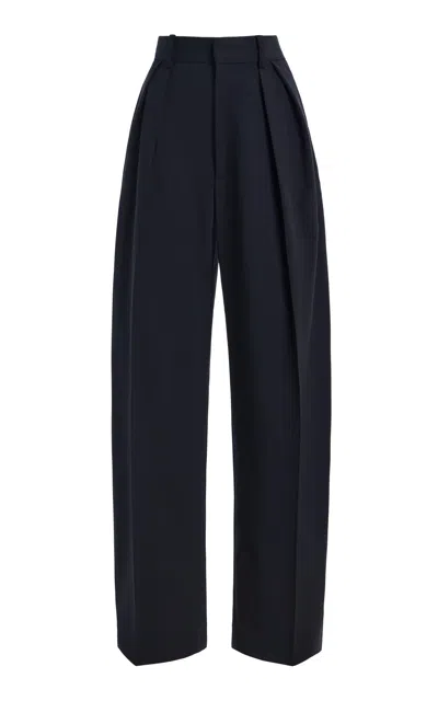 Kallmeyer Joel Pleated Straight Leg Wool Suiting Trousers In Black
