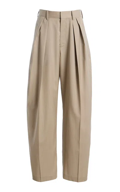 Kallmeyer Joel Pleated Wide-leg Virgin Wool Pants In Neutral