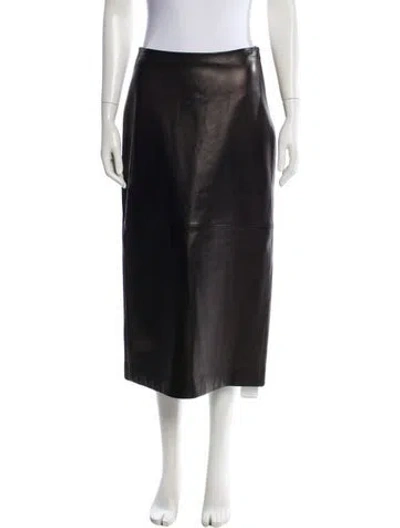 Pre-owned Kallmeyer Lamb Leather Midi Length Skirt W/ Tags In Black