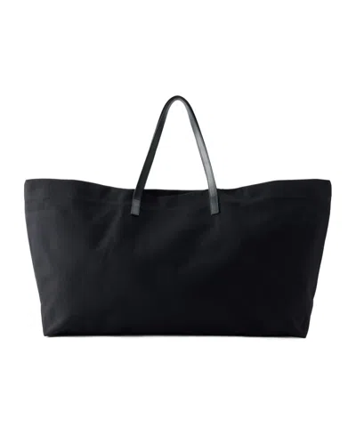 Kallmeyer Cottage Leather-trimmed Canvas Tote In Black