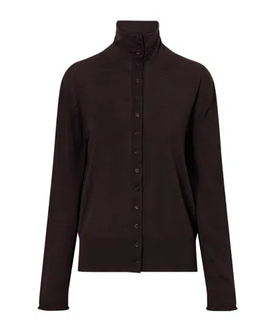 Kallmeyer Leona Wool And Silk-blend Cardigan In Black