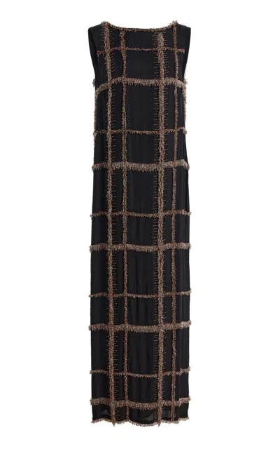 Kallmeyer Libi Grid-pattern Maxi Dress In Black