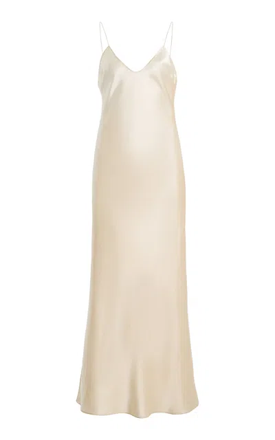 Kallmeyer Lillian Bias Silk Charmeuse Maxi Dress In White