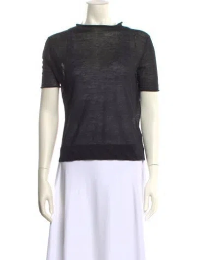 Pre-owned Kallmeyer Linen Bateau Neckline Top In Black
