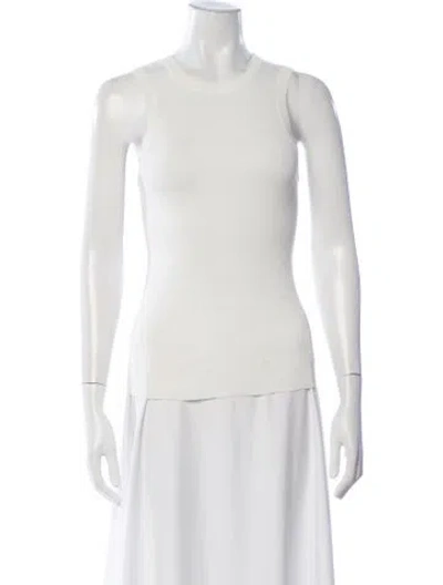 Pre-owned Kallmeyer Linen Crew Neck Top In White