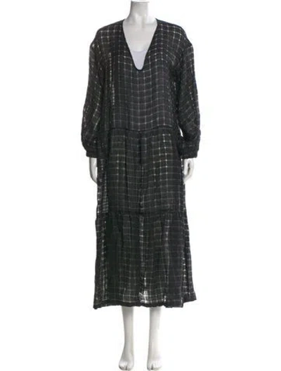 Pre-owned Kallmeyer Linen Long Dress In Green