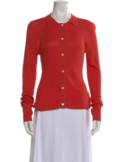 Pre-owned Kallmeyer Linen Long Sleeve Button-up Top In Orange