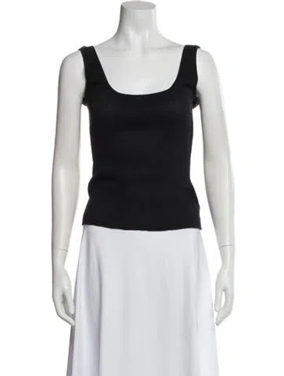 Pre-owned Kallmeyer Linen Scoop Neck Top In Black