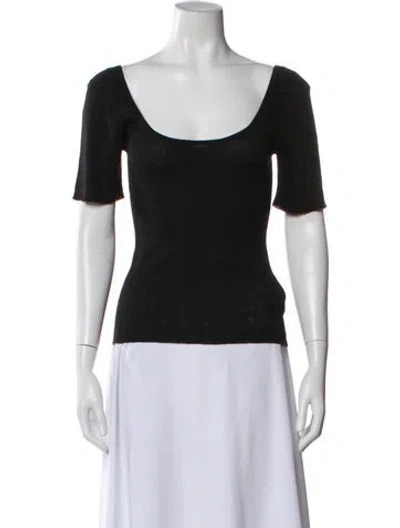 Pre-owned Kallmeyer Linen Scoop Neck Top In Black
