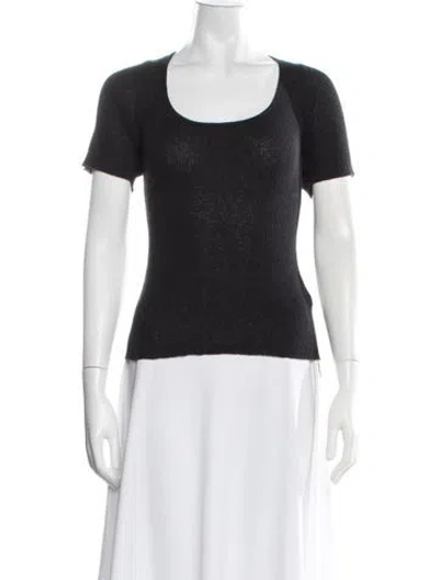 Pre-owned Kallmeyer Linen Scoop Neck Top In Black