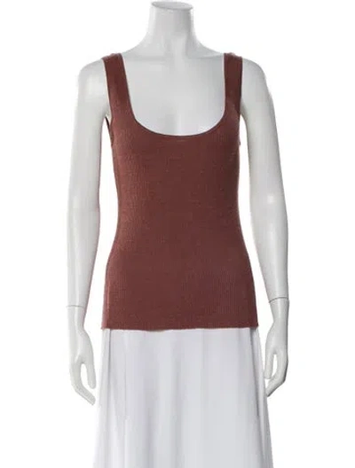 Pre-owned Kallmeyer Linen Scoop Neck Top In Brown