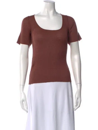 Pre-owned Kallmeyer Linen Scoop Neck Top W/ Tags In Brown
