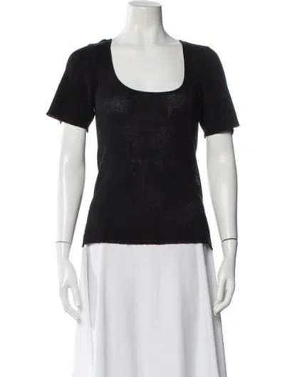 Pre-owned Kallmeyer Linen Square Neckline Top In Black