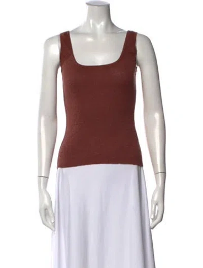 Pre-owned Kallmeyer Linen Square Neckline Top In Brown