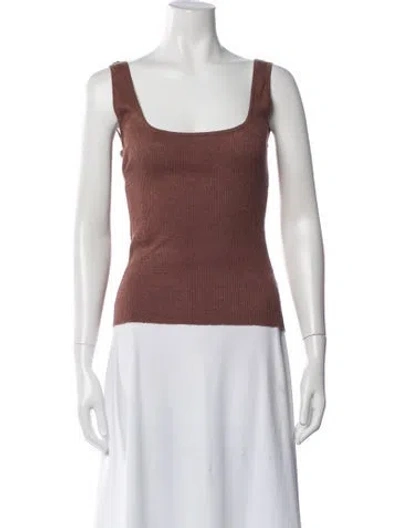 Pre-owned Kallmeyer Linen Square Neckline Top W/ Tags In Brown