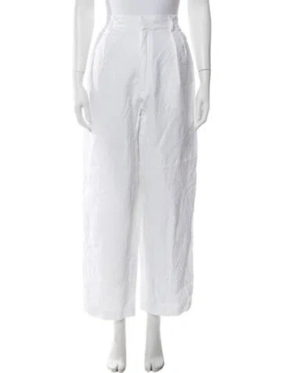 Pre-owned Kallmeyer Linen Wide Leg Pants In White