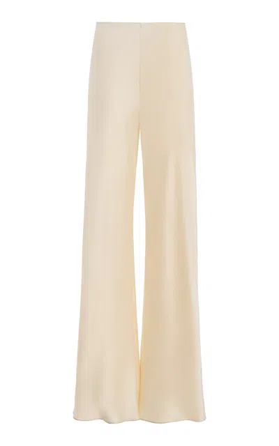 Kallmeyer Lior Straight Leg Silk Charmeuse Pants In Neutral