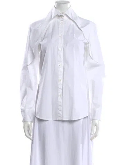 Pre-owned Kallmeyer Long Sleeve Button-up Top In White
