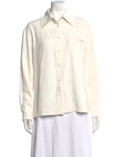 Pre-owned Kallmeyer Long Sleeve Button-up Top In White