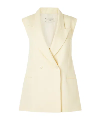Kallmeyer Deon Double-breasted Wool-blend Twill Vest In Neutral