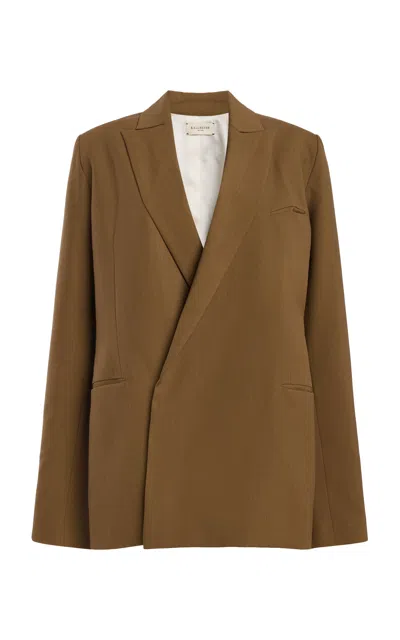 Kallmeyer Lowen Double Breasted Wool Suiting Blazer In Brown