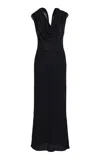 Kallmeyer Manon Cotton-blend Cowl Neck Midi Dress In Black