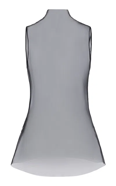 Kallmeyer Marfa Sleeveless Funnelneck Silk Organza Top In Black