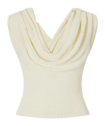 Kallmeyer Meeka Cowl-neck Cotton-blend Ribbed Top In Animal Print